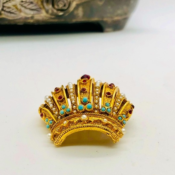 Vintage Heraldic Arthur Pepper rhinestone Imperial Crown brooch - Picture 11 of 16